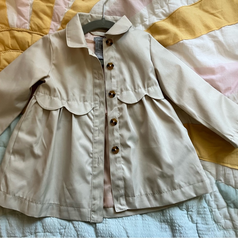 Tahari Kids Beige Raincoat with Button Accents